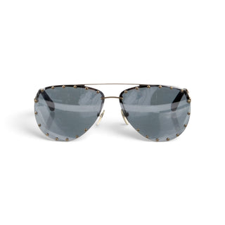 Louis Vuitton Metallic Gold-tone Aviator Mirrored Sunglasses