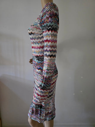 Missoni purple multicolor striped summer dress 10 US sz