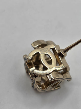 Chanel Gold-tone 2022 Resin Interlocking CC Stud Earrings