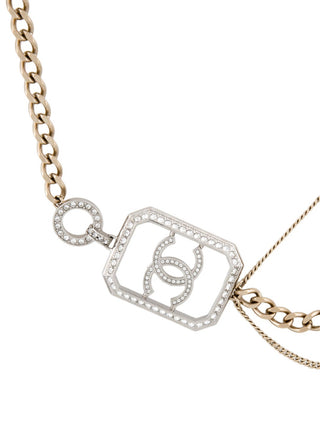 Chanel Strass Interlocking CC Gold-tone Long Station Necklace