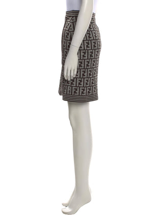Fendi Grey Black FF Graphic Print Mini Skirt XS sz