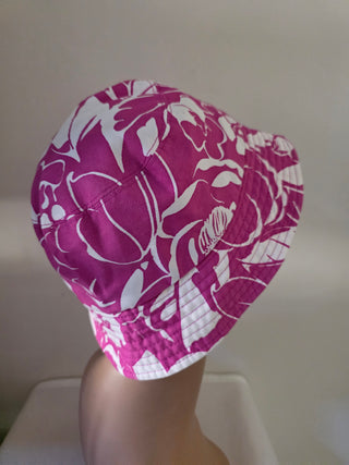 Chanel Pink White Interlocking CC Coco Beach Bucket Hat M sz
