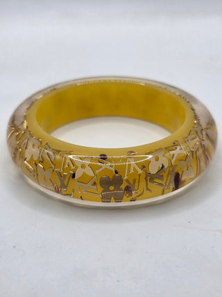 Louis Vuitton Gold-tone Wide lV Charm Inclusion Bangle