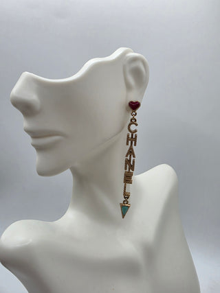 Chanel Gold-tone Faux Pearl & Enamel 'Coco Chanel' Drop Earrings