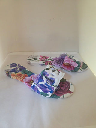 Dolce & Gabbana Multicolor Rubber DG logo Floral Print Slides 39 sz
