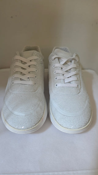 Chanel White Interlocking CC Logo Sequins Sneakers 39.5 sz
