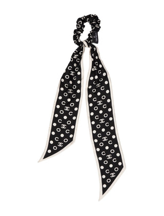 Chanel 2022 Polka Dot CC Hair Scrunchie