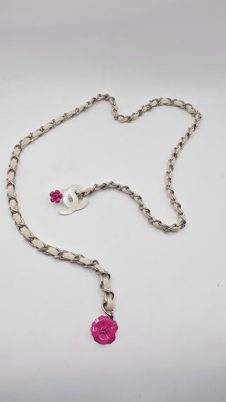 Chanel Gold-tone white leather 2004 Chain-Link Belt M sz