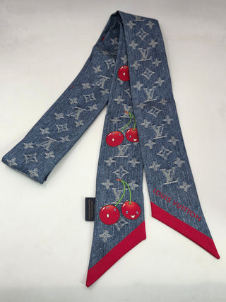 Louis Vuitton Blue LV X TM Silk Monogram Cerises Bandeau Denim
