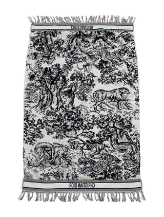 Christian Dior Logo Printed Toile de Jouy Reversible Beach Towel
