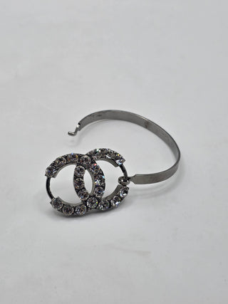 Chanel Silver-tone Strass Interlocking CC Bracelet