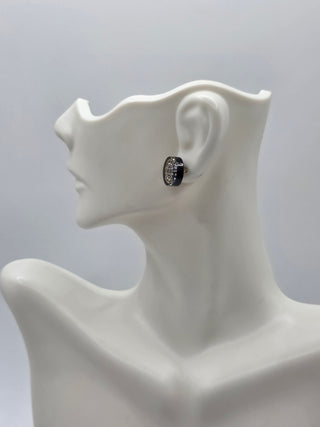 Chanel Black Gold-tone Strass Resin CC Stud Earrings