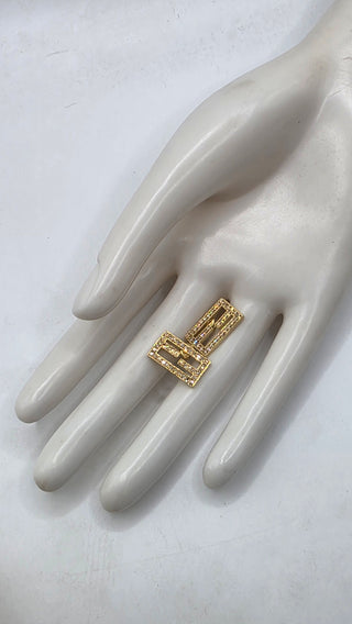 Fendi Gold-tone FF Crystal Baguette Stud Earrings