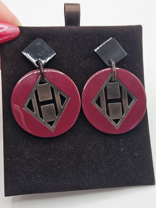 Hermès Black Horn Drop H Logo Earrings