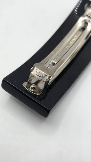 Chanel Black Silver-tone Interlocking CC Charm hair clip