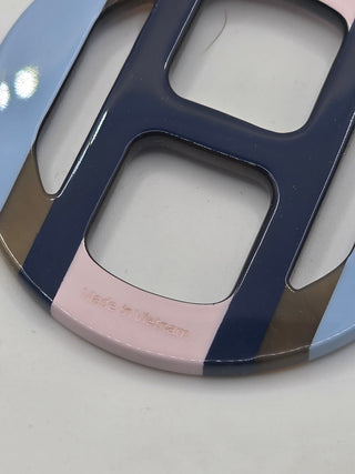 Hermès Blue Multicolor H Equipe Drop Earrings