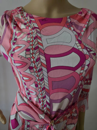 Emilio Pucci Pink Printed Bateau Neckline Tunic S sz