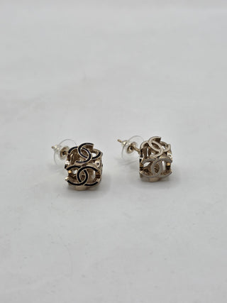 Chanel Gold-tone 2022 Resin Interlocking CC Stud Earrings