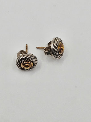 David Yurman Sterling Silver Two-Tone Cable Cookie Stud Earrings