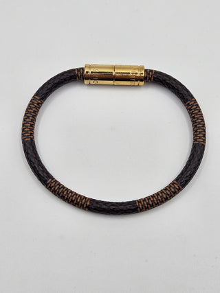 Louis Vuitton brown leather Keep It Bracelet