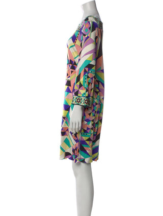 Emilio Pucci Purple Multicolor long-sleeved Silk Knee-Length XL sz
