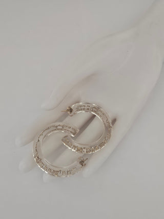 Louis Vuitton Clear Gold LV Charm Inclusion Hoop Earrings