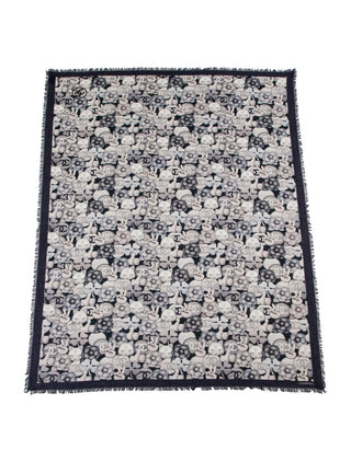 Chanel White Multicolor Interlocking CC Oversized Cashmere 2016 Scarf