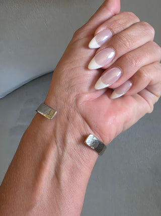 Chanel Silver-tone Interlocking CC Enamel Cuff Bracelet