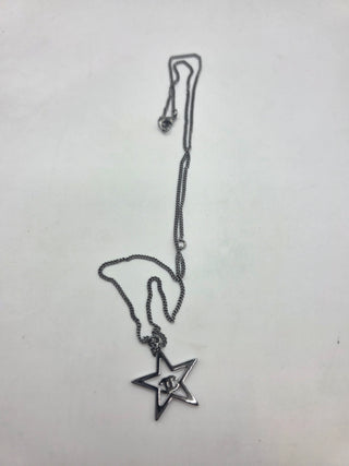 Chanel Silver-tone Strass Interlocking CC Star Pendant Necklace