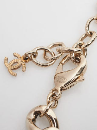 Chanel Gold Metal Crystal Interlocking CC Chunky Chain Bracelet