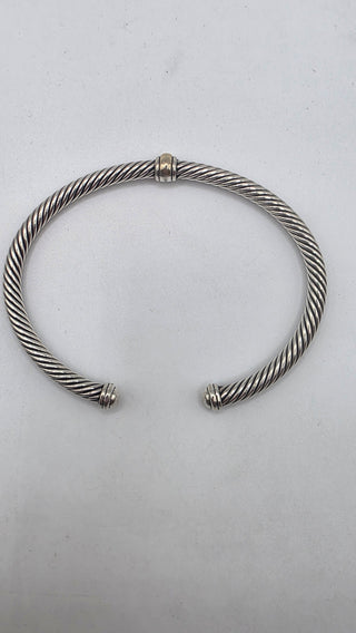David Yurman Sterling Silver Classic Cable Gold Station Cuff Bracelet