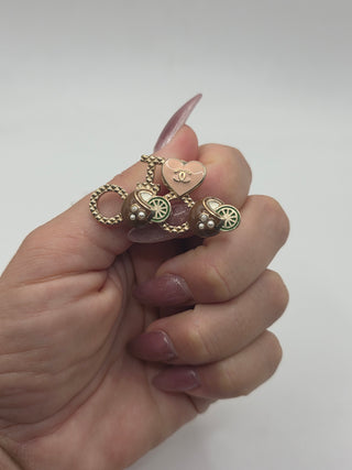 Chanel Gold-tone Faux Pearl Enamel I Love Coco Pin