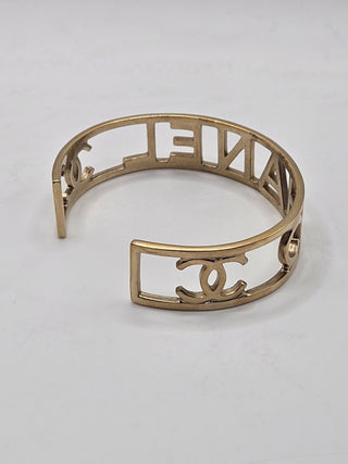 Chanel Gold-tone Logo Cuff Bracelet