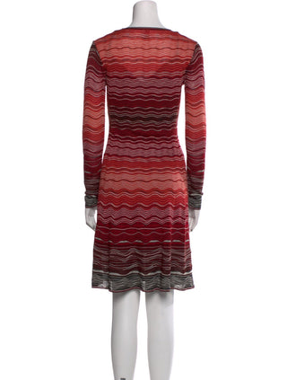 M Missoni Red Multicolor Striped Knee-Length Dress 40 sz