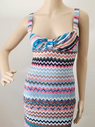 Missoni Blue Multicolor Stripe Printed Knee-Length Dress XS sz