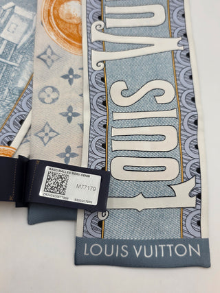Louis Vuitton Blue LV logo Malles Merveilleuses Silk Bandeau