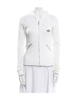 Chanel White Signature logo 2005 hooded sweater 4 US sz