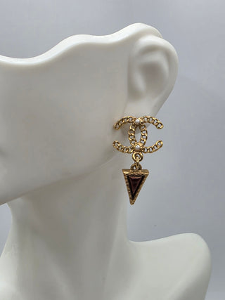 Chanel Faux Pearl Resin Intrecciato Drop Earrings