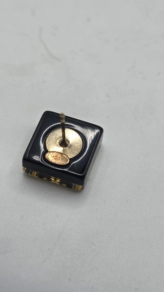 Chanel Gold-tone Black Resin Interlocking CC Stud Earrings