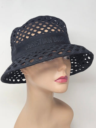 CHRISTIAN DIOR Black Cutout Logo Printed Bucket Hat S sz