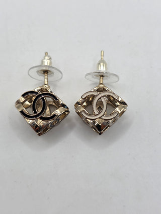Chanel Gold-tone 2022 Resin Interlocking CC Stud Earrings