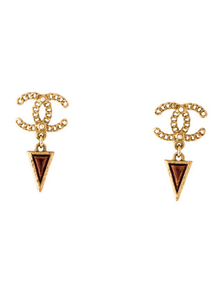 Chanel Faux Pearl Resin Intrecciato Drop Earrings