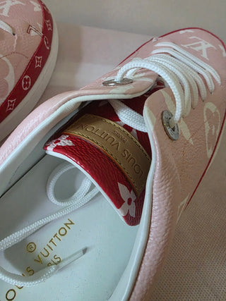 Louis Vuitton Pink Red LV Monogram Sneakers 41 sz