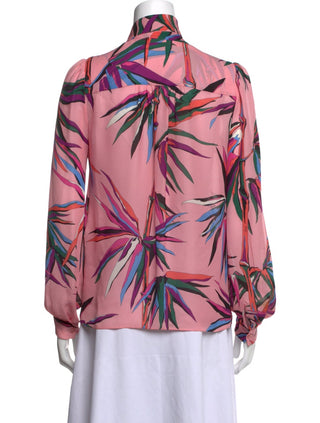 Emilio Pucci Pink multicolor Floral Printed Silk Blouse S sz