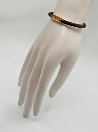 Louis Vuitton brown leather Keep It Bracelet