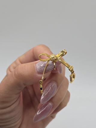 Christian Dior Gold-tone CD Logo Bow Clip-On Earrings