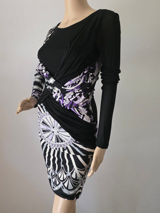 Emilio Pucci Black Multicolor Signature Print Sexy Summer Dress 42 sz