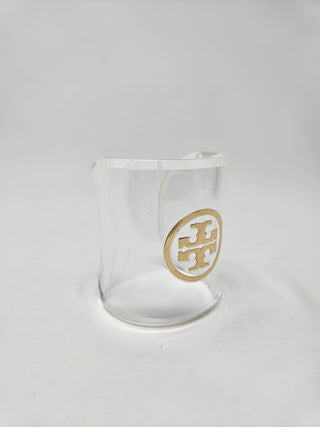 TORY BURCH Clear Resin Gold tone Miller Cuff Wide Bracelet