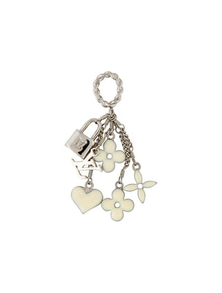 Louis Vuitton Silver-tone Sweet Monogram Enamel LV Logo Charms Pendant