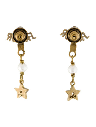 Christian Dior Gold-tone Faux Pearl Crystal J'Adior Drop Earrings